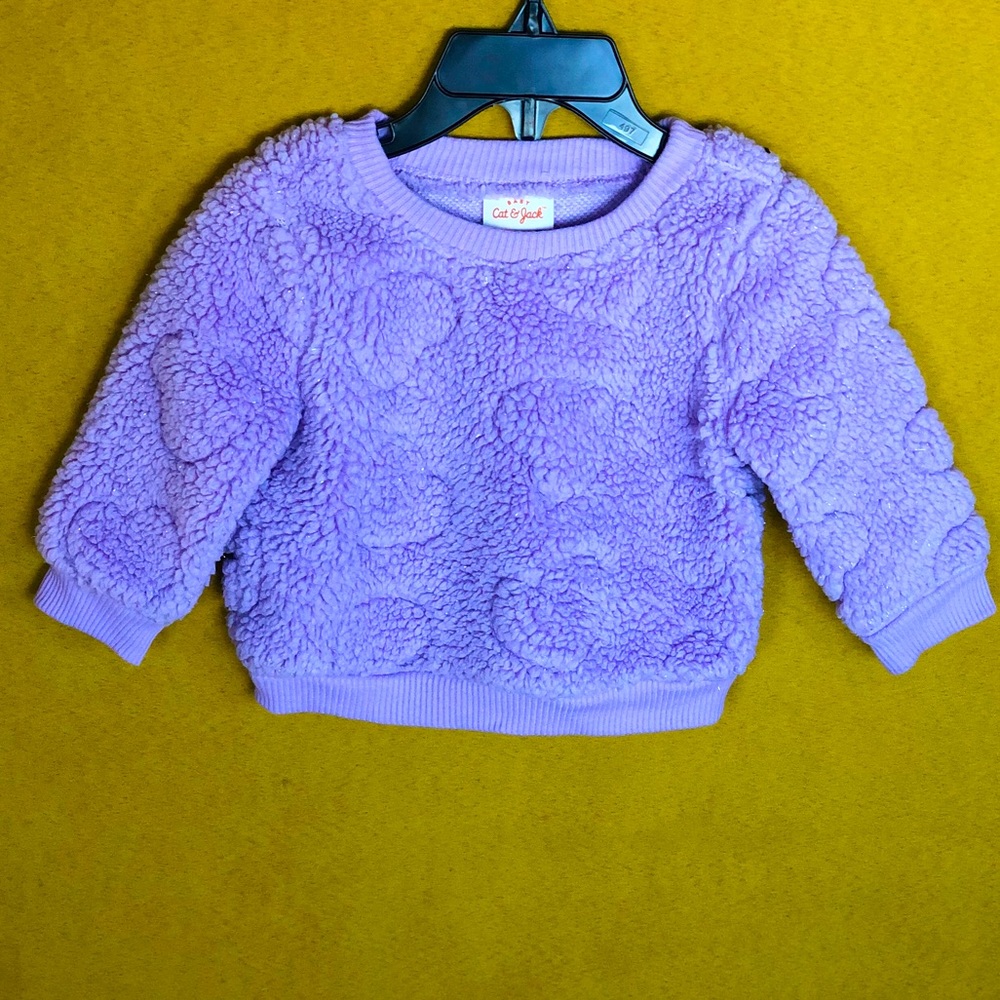 Cat & Jack Fuzzy Sweater with Hearts & Sparkles, Size 3-6 Months